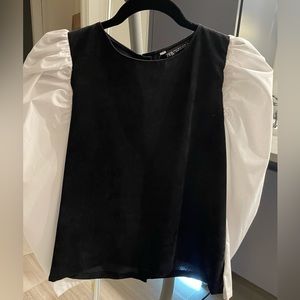 Zara NWT puff sleeve corduroy top